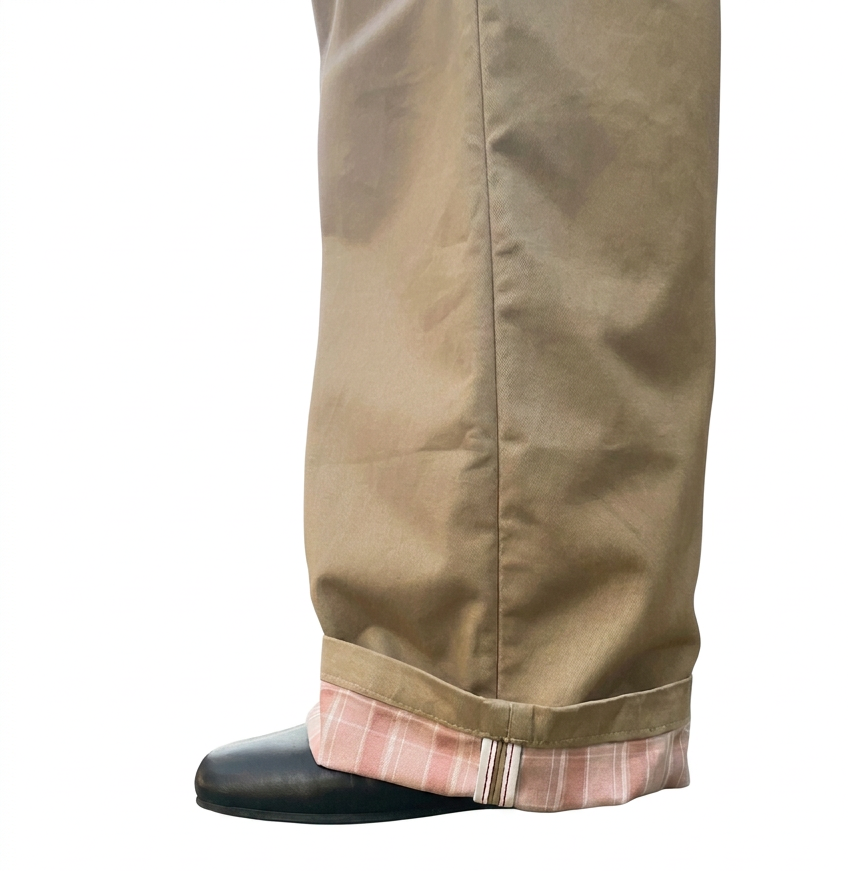 Plaid-Lined Selvedge Chino Trousers